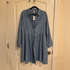 J Crew chambray button down dress, new with tags